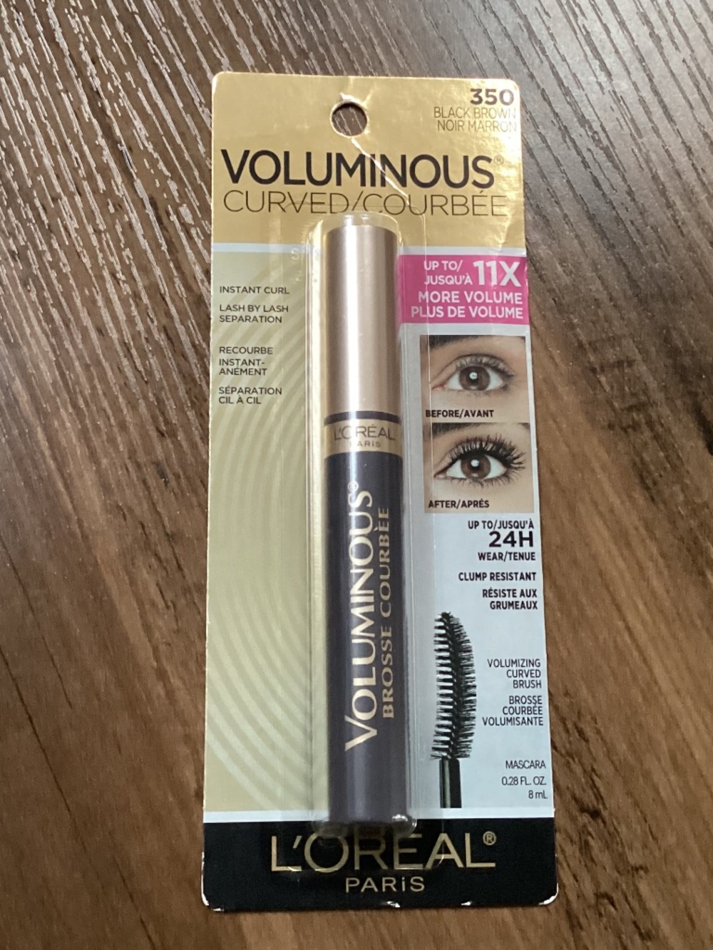 L'Oreal Paris Voluminous Curved mascara shade 350 Black Brown 8 ml New